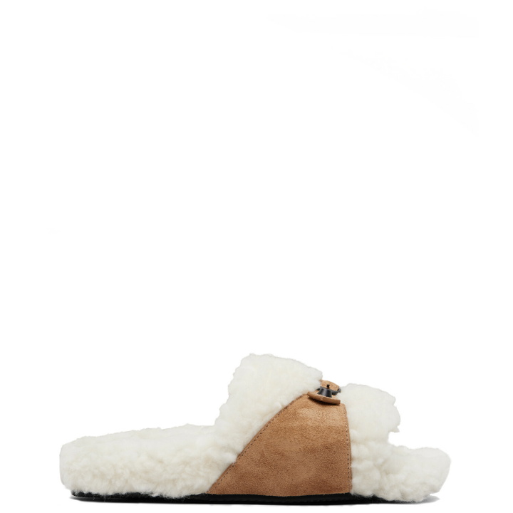 Photo: Balenciaga Tan & Off-White Furry Slides