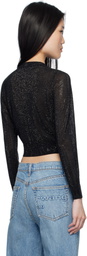 Alexander Wang Black Cropped Bead Hotfix Cardigan