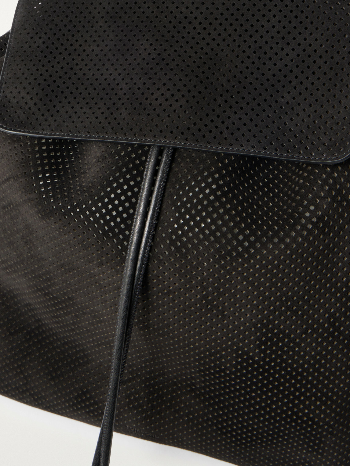 TOM FORD - T Line Leather-Trimmed Perforated Suede Backpack
