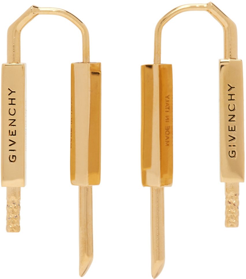 Givenchy Gold U Lock Earrings Givenchy