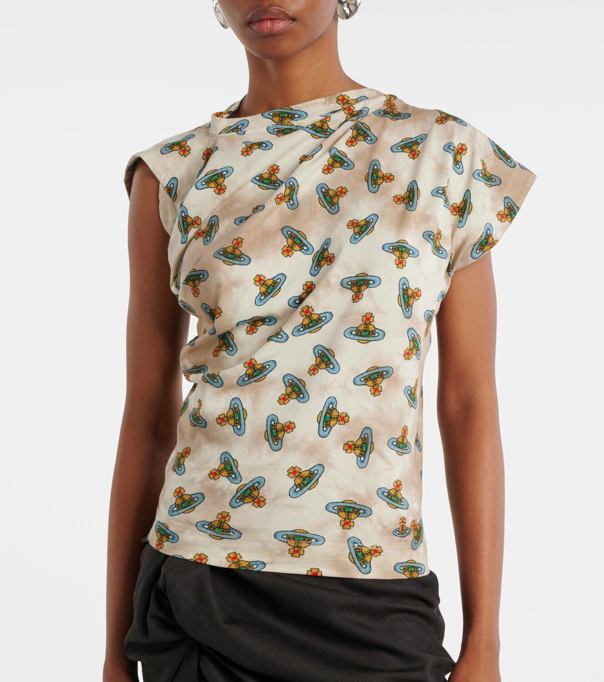 Vivienne Westwood Hebo Orb Printed Draped Cotton Top Vivienne Westwood