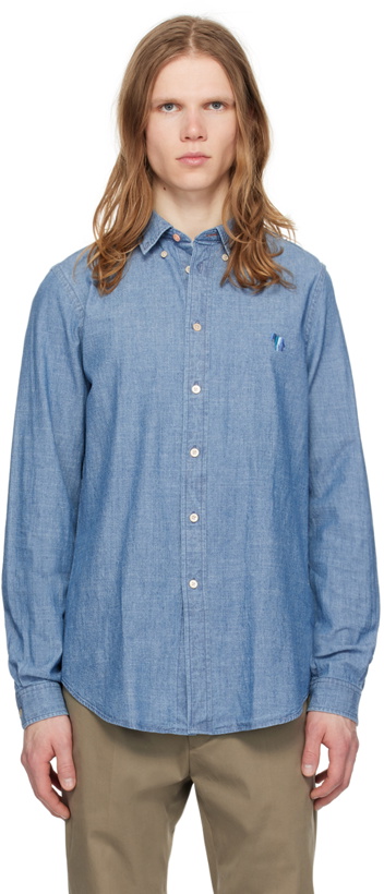 Photo: PS by Paul Smith Blue Embroidered Shirt
