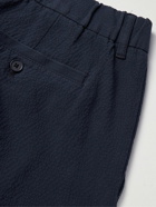 NN07 - Theodor 1040 Straight-Leg Stretch Organic Cotton-Seersucker Shorts - Blue
