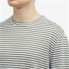 Officine Generale Men's Officine Générale French Linen Stripe Long Sleeve T-Shirt in Olive/White