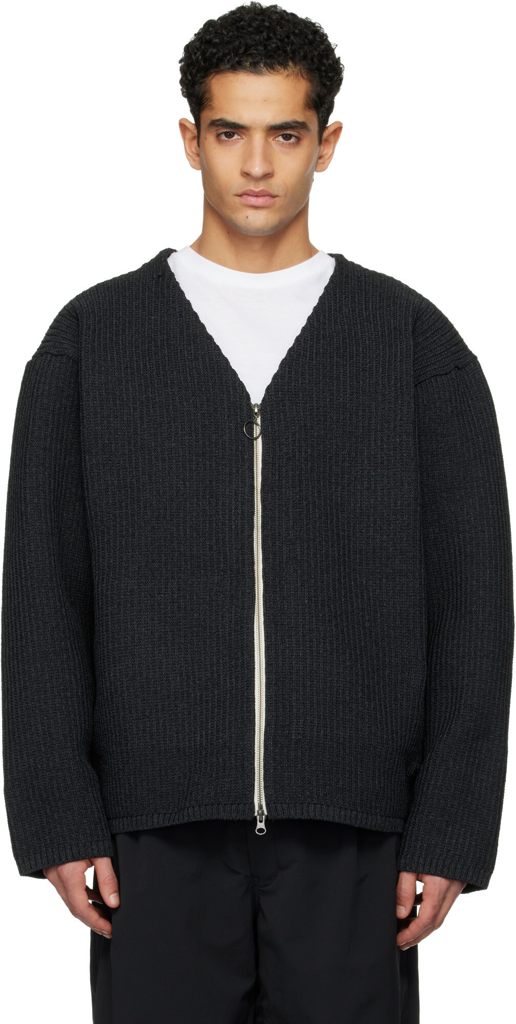 nanamica Black OOAL 5G Zip Cardigan