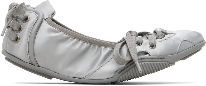 Photo: Acne Studios Gray Lace-Up Satin Sneakers