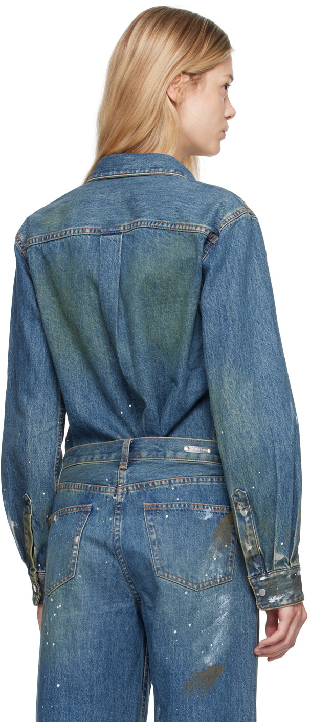 Veste Denim Helmut Lang - Indigo Jute Et Laine - Taille M - Style Moto Asymétrique - Neuf Avec étiquettes