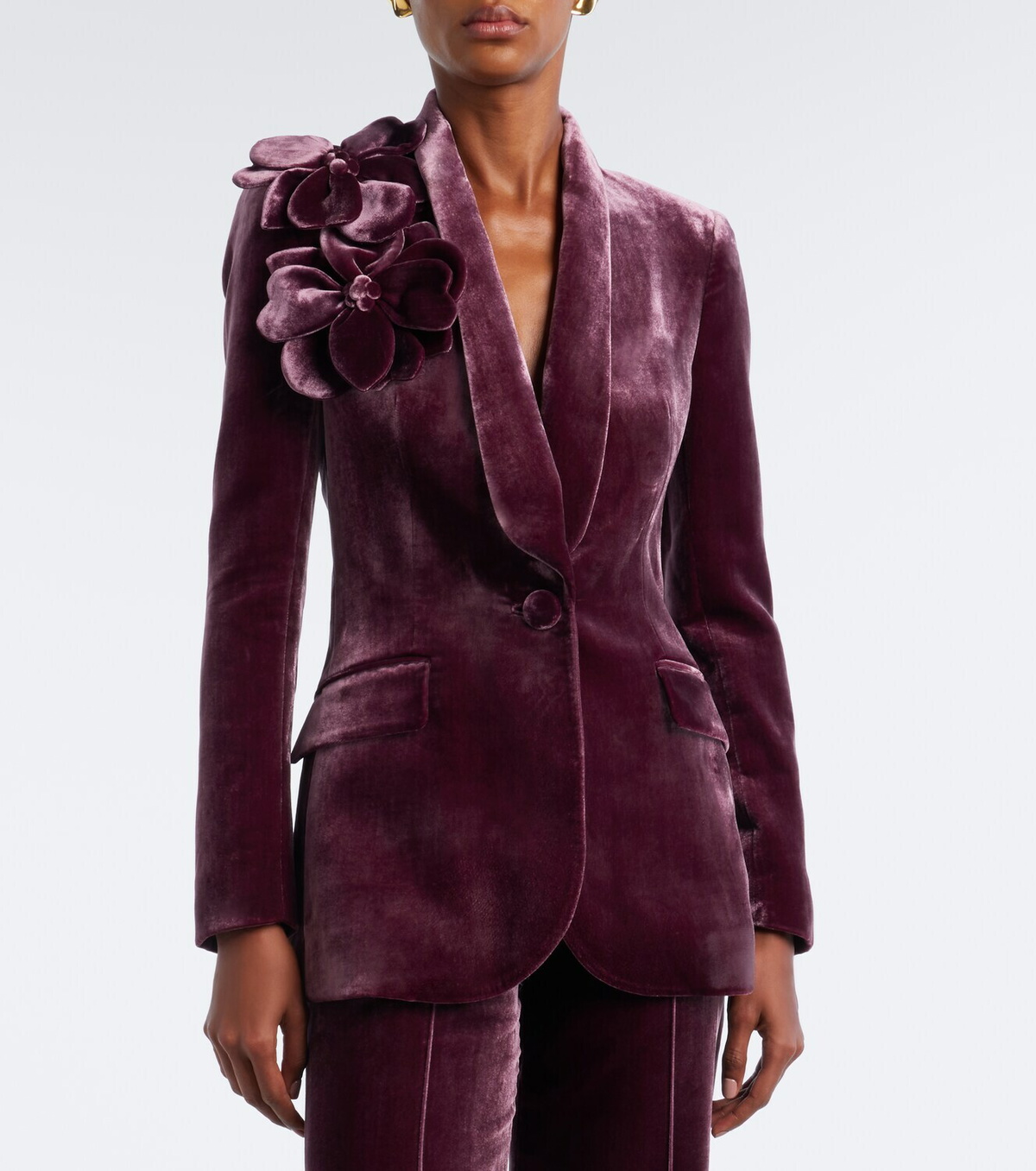 Elie Saab Floral-appliqué silk-blend velvet blazer