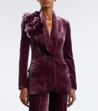 Elie Saab Floral-appliqué silk-blend velvet blazer