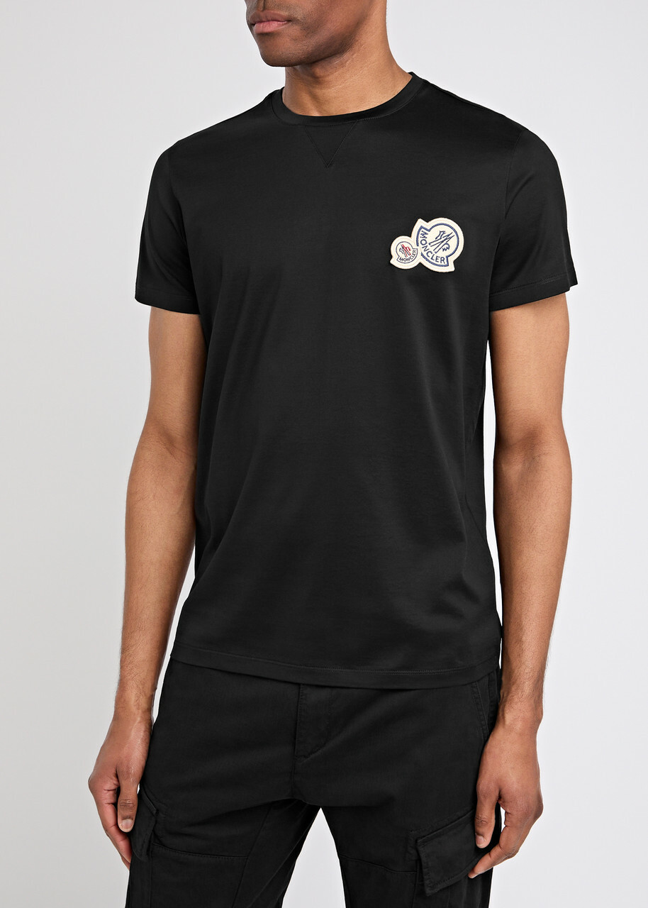 MONCLER ロゴ Tシャツ 黒　2XL Moncler Logo-appliquéd Cotton T-shirt Black Moncler