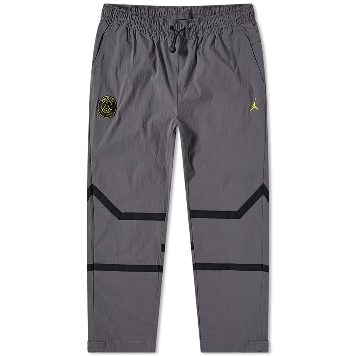Photo: Nike Men's Air Jordan X PSG Woven Pant in Light Graphite/Tour Yellow