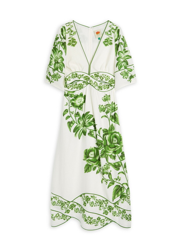 Photo: Farm Rio Floral-print Linen-blend Maxi Dress Green