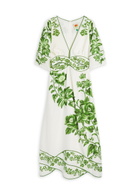 Farm Rio Floral-print Linen-blend Maxi Dress Green