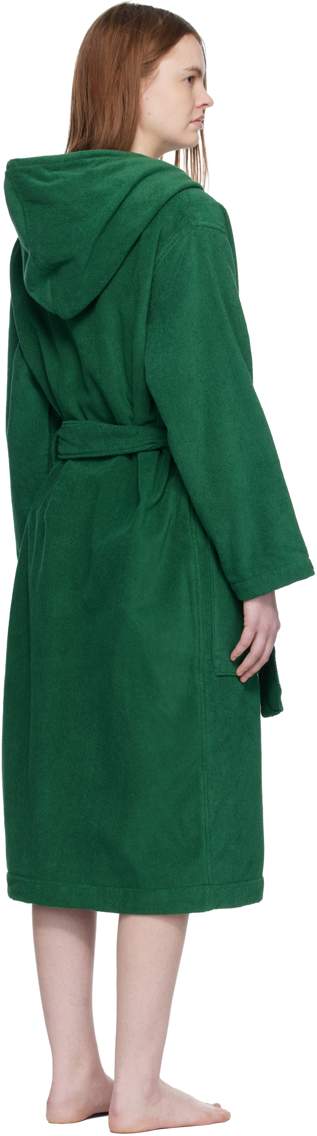 Tekla Green Terry Hooded Bathrobe