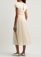 Self-portrait Crystal-embellished Pleated Chiffon Midi Dress Cream Self- Portrait