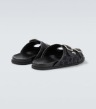Gucci GG leather-trimmed canvas slides