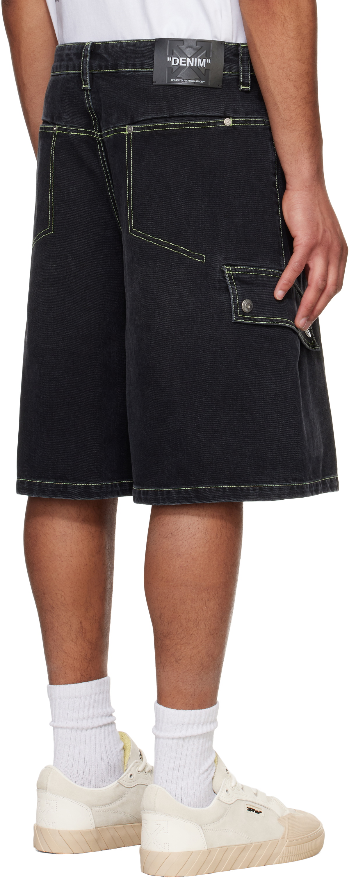 Off-White Black Safari Cargo Denim Shorts