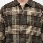 Universal Works Men's Check Wool Easy Overshirt in Brown