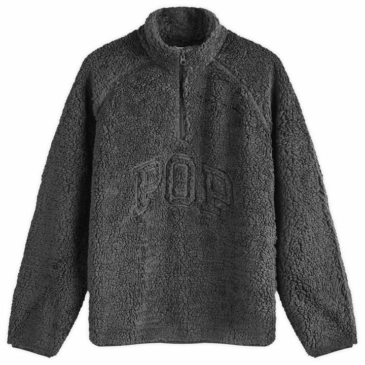 Photo: Pop Trading Company Men's Arch Logo Half Zip Fleece in Charcoal