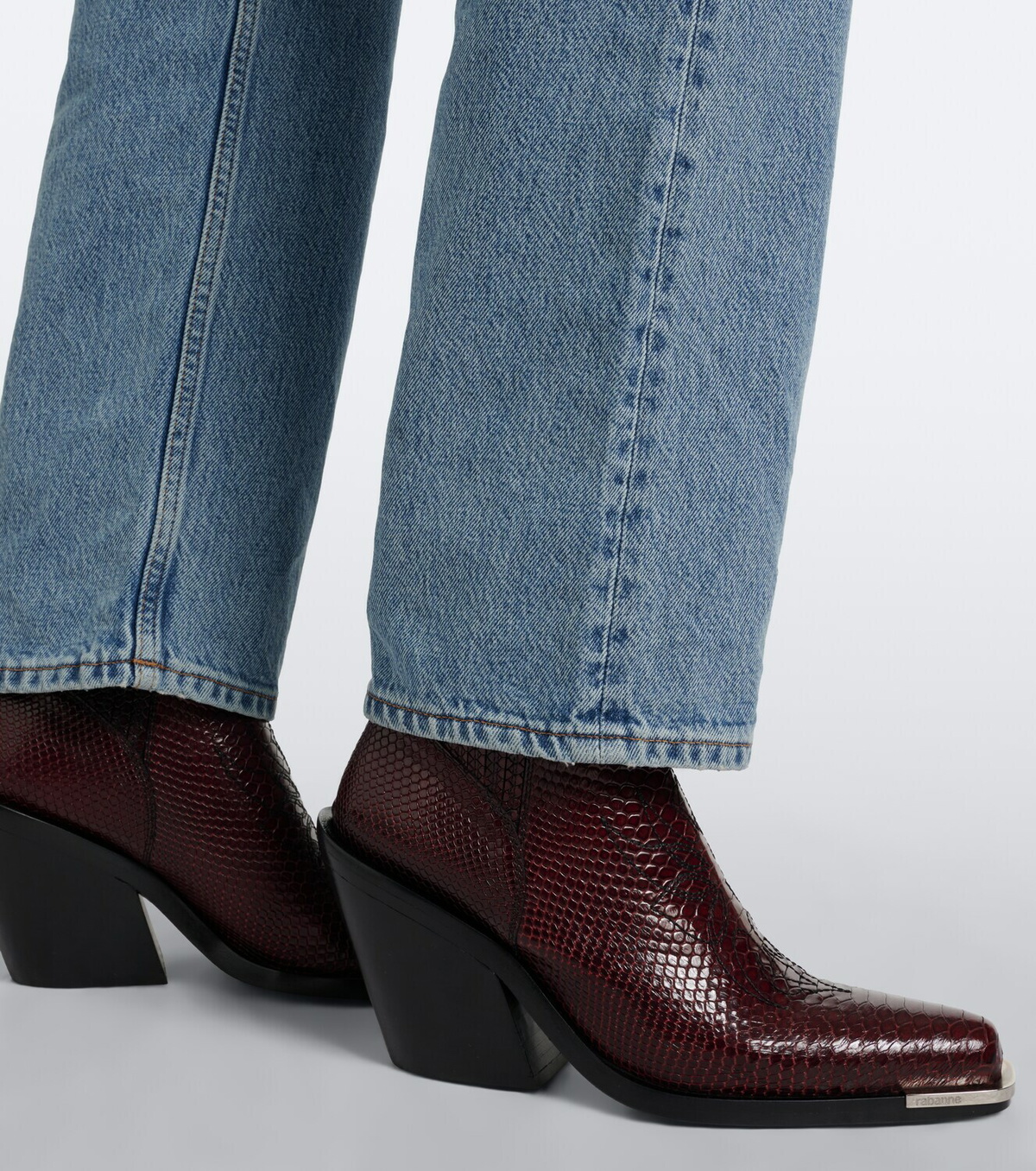 Rabanne Snake-effect leather cowboy boots