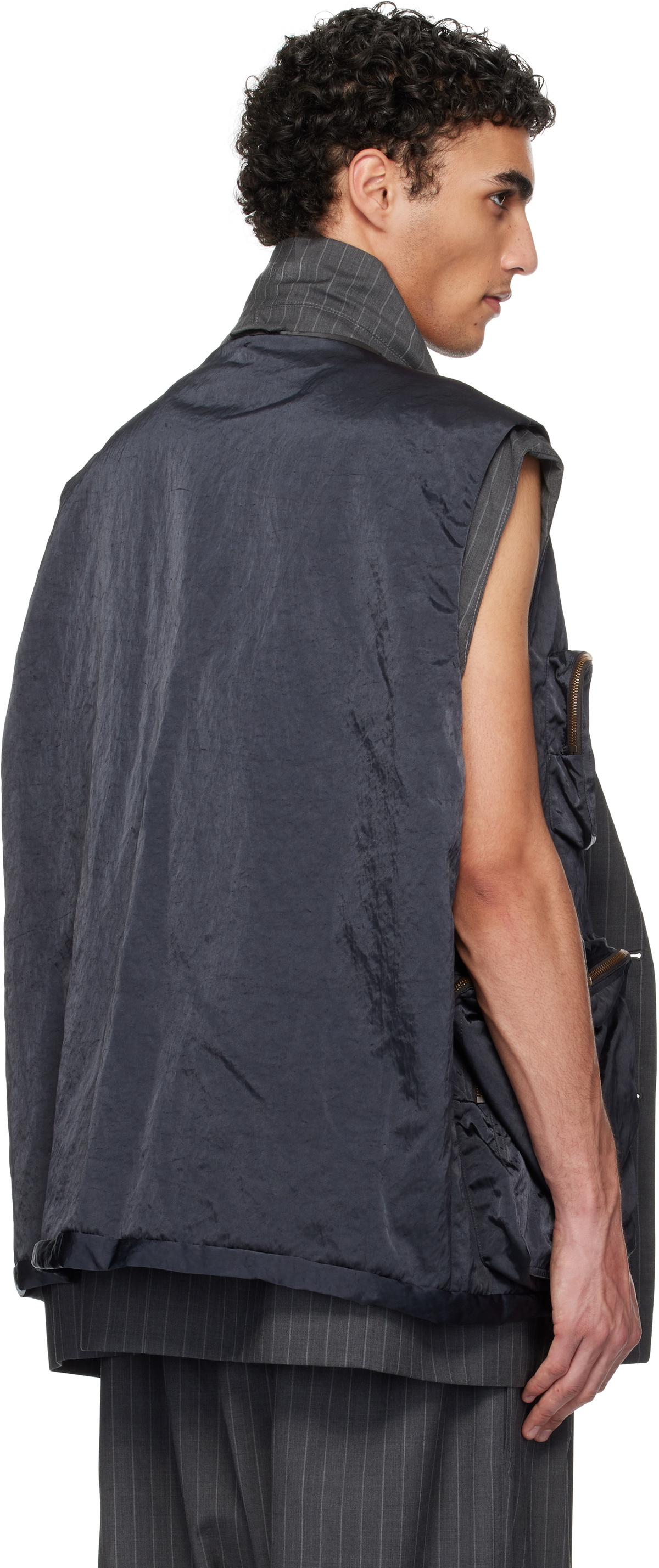 Hed Mayner Gray Pinstripe Vest Set Hed Mayner