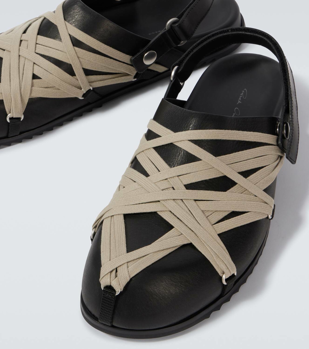 靴 Rick Owens CLOG Rick Owens Megalace leather slingback clogs Rick Owens