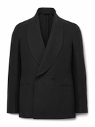 De Petrillo - Cantone Shawl-Collar Double-Breasted Linen Tuxedo Jacket - Black