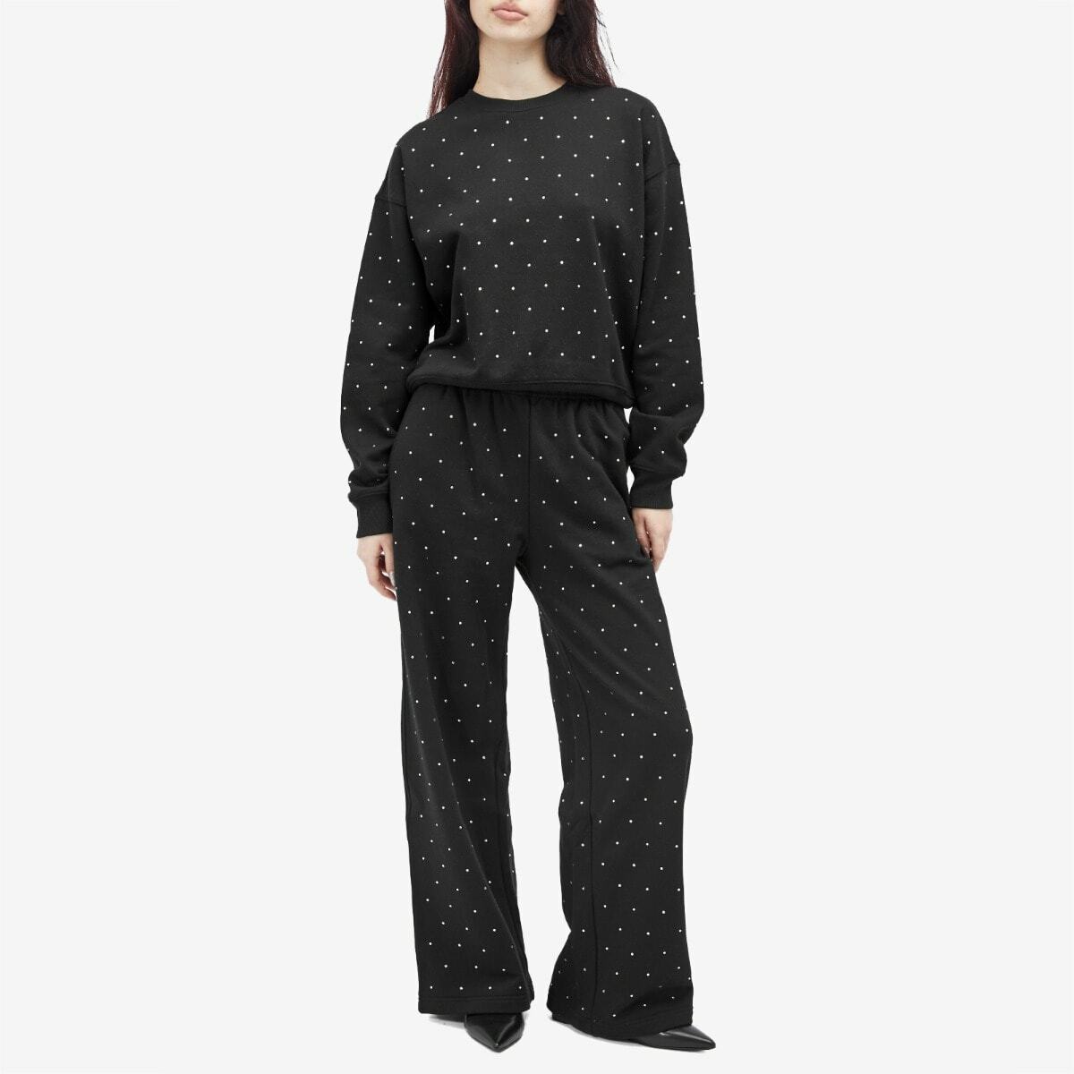 Good American Women's Crystal Crewneck Sweatshirt in Black