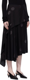 Y's Black Butterfly-Print Twill Midi Skirt