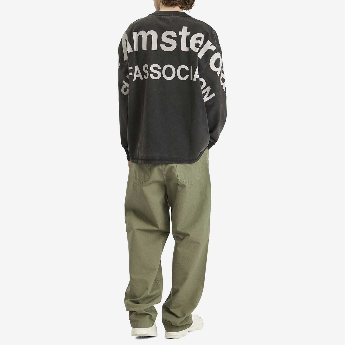 New Amsterdam Surf Association Men's Big Logo Washed Long Sleeve T in Black