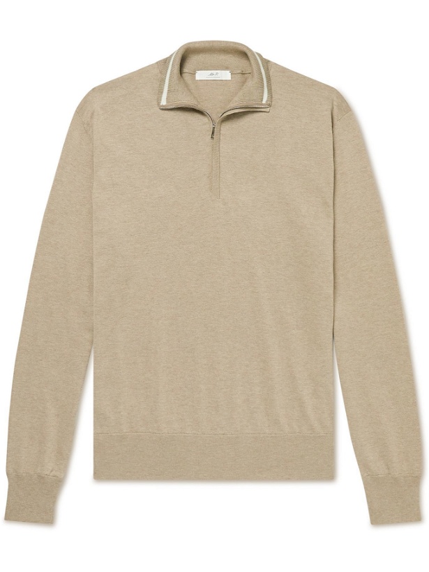 Photo: MR P. - Silk and Cotton-Blend Half-Zip Sweater - Neutrals