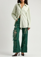Christopher Esber Arboreal Lace-panelled Wide-leg Jeans Green
