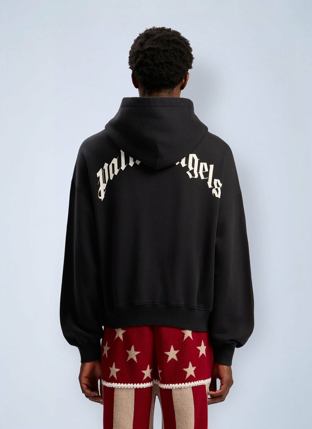 Palm Angels Curved Logo Loose Hooded Sweatshirt