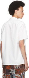 BEAMS PLUS White Pima Cotton Open Collar Short Sleeve Shirt