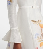 Leo Lin Selina floral ruffled linen-blend midi dress