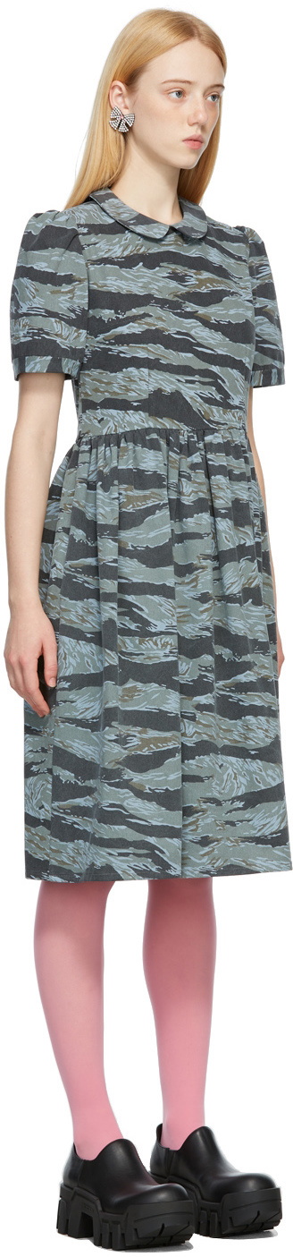 blue animal print dress Mela Blue Animal Crepe Midi Tea Dress  Finery London