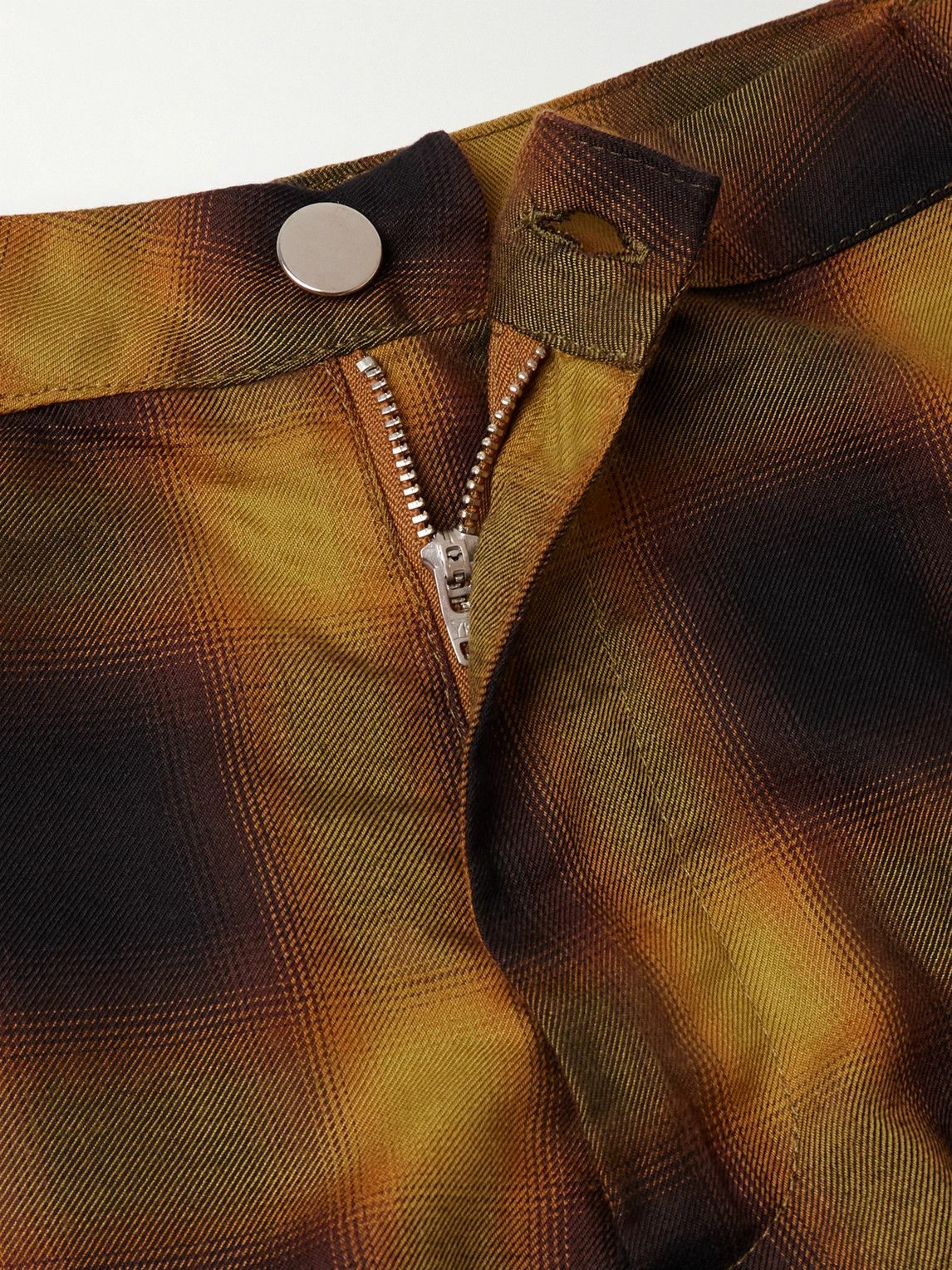 Collina Strada - Lawn Wide-Leg Checked Organic Cotton-Flannel Cargo Trousers - Brown