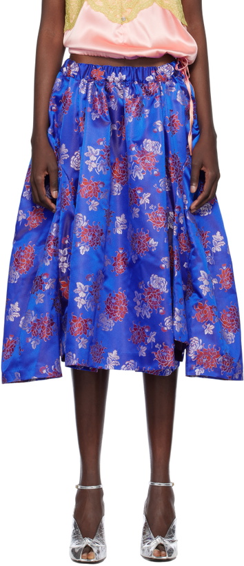 Photo: Comme des Garçons Blue Polyester Jacquard Pattern Midi Skirt