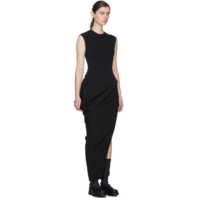 【関税込み】Rick Owens ブラック Walrus マキシドレス Rick Owens WALRUS black maxi dress with back slit — spring