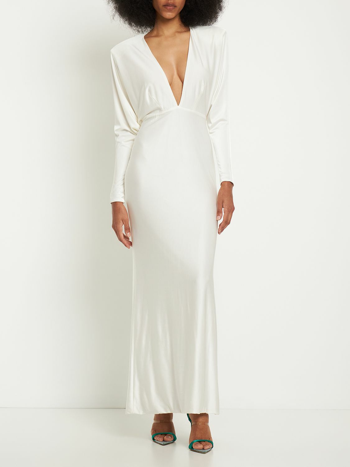 ワンピース ALEXANDRE VAUTHIER V-neck jersey dress ALEXANDRE VAUTHIER - V-neck Shiny Jersey Long Dress