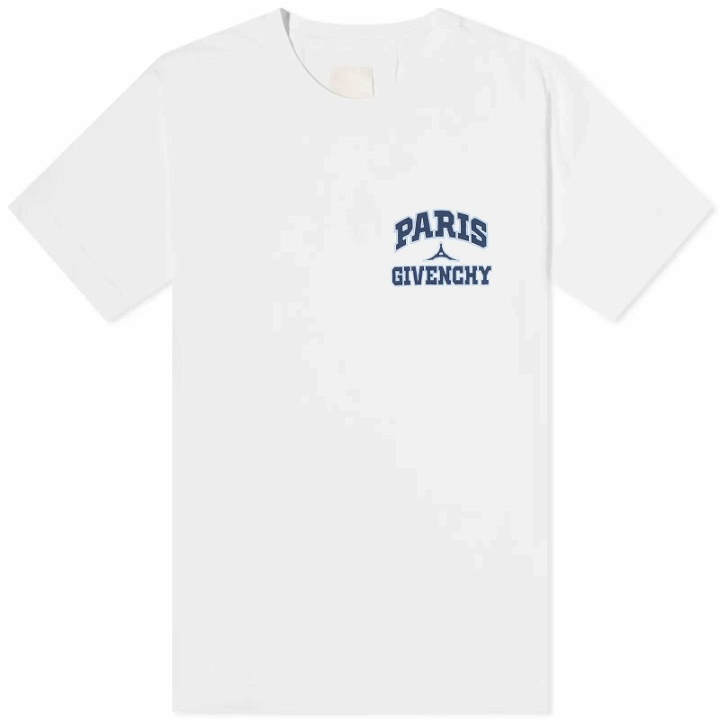 Photo: Givenchy Men's Small Eiffel Logo T-Shirt in White