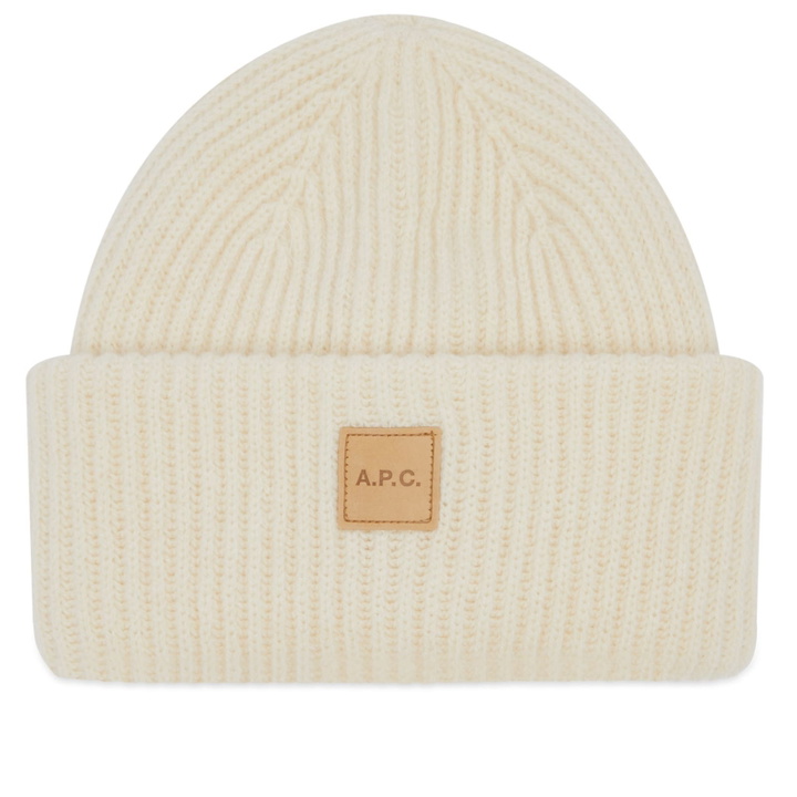 Photo: A.P.C. Men's Michelle Patch Beanie in Ecru