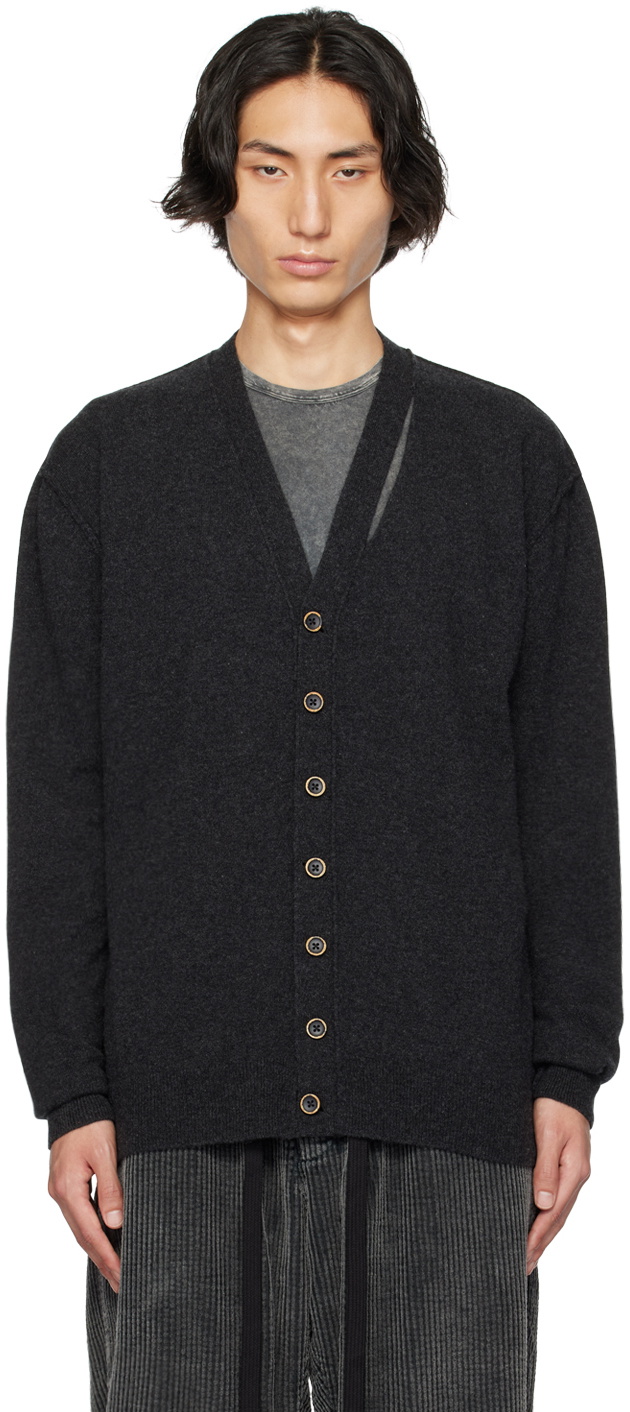 UMA WANG Gray Cutout Cardigan