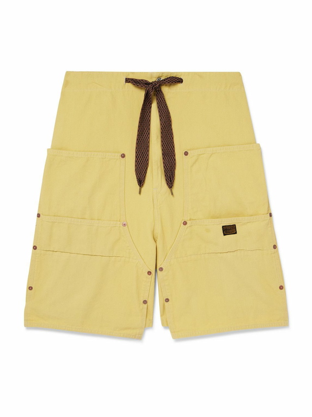 Photo: KAPITAL - Easy Straight-Leg Cotton-Twill Drawstring Shorts - Yellow