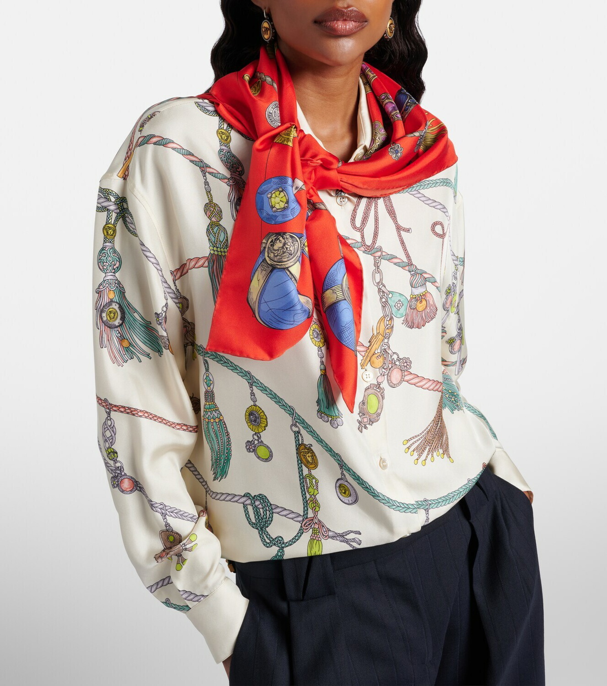 Versace Printed silk twill scarf