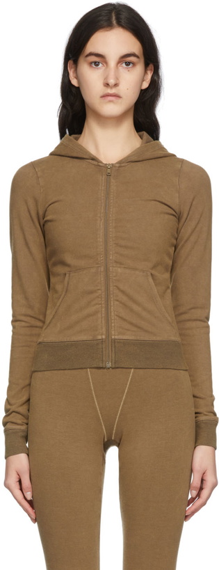 Photo: SKIMS Tan Outdoor Basics Zip-Up Hoodie