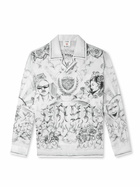 Casablanca - Tattoo Convertible-Collar Printed Silk-Satin Shirt - White