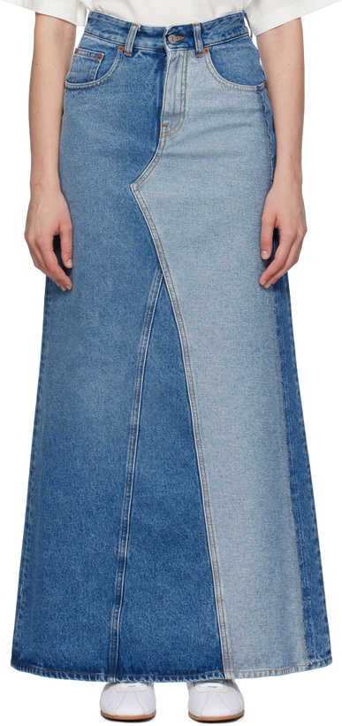 Photo: MM6 Maison Margiela Blue Faded Denim Maxi Skirt