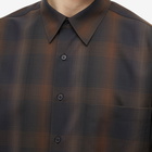 Auralee Men's Light Wool Check Shirt in Brown/Black Check