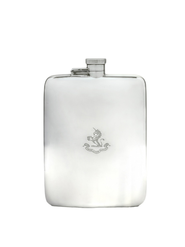 Photo: FOUNDWELL - W. Neale & Son Vintage 1930 Engraved Sterling Silver Flask and Leather Case
